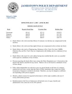 JAMESTOWN POLICE DEPARTMENT 250 Conanicus Avenue, Jamestown, RI[removed]Tel: ([removed]Fax: ([removed]www.jamestownri.net/police  Edward A. Mello