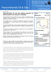 Pancontinental Oil and Gas defines potential 8.2 billion barrels of oil resource in Namibia