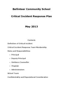 Ballinteer Community School Critical Incident Response Plan