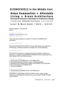 ECOWEEK2012 in the Middle East  Israel & West Bank | 26/2 – UPDATE NEWS – INVITATION ------------------------------‫ לחצו כאן‬:‫שנה טובה! טקסט בעיברית‬