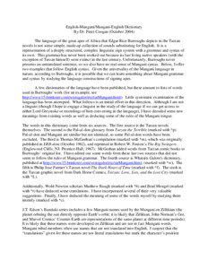 English-Mangani/Mangani-English Dictionary By Dr. Peter Coogan (October[removed]The language of the great apes of Africa that Edgar Rice Burroughs depicts in the Tarzan