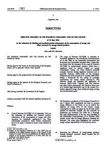 Directive[removed]EU of the European Parliament and of the Council of 19 May 2010 on the indication by labelling and standard product information of the consumption of energy and other resources by energy-related product