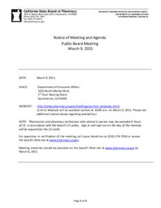 NOTICE OF MEETING AND AGENDA