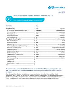 Blue Cross and Blue Shield of Nebraska Preferred Drug List for July 2014