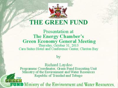 THE GREEN FUND Presentation at The Energy Chamber’s Green Economy General Meeting  Thursday, October 31, 2013