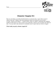 Create a Disaster Supply Kit