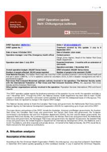 Page |1  DREF Operation update Haiti: Chikungunya outbreak  DREF Operation: MDRHT011