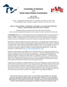 Committee of Advisors to the Great Lakes Fishery Commission July 24, 2015 For Immediate Release