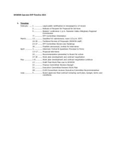 WVWDB Operator RFP TimelineTimeline FebruaryLegal public notification in newspaper(s) of record Release of Request for Proposal for Services Bidders’ co