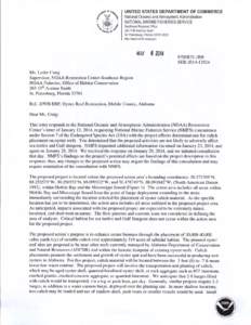 UNITED STATES DEPARTMENT OF COMMERCE National Oceanic and Atmospheric Administration NATIONAL MARINE FISHERIES SERVICE Southeast Regional Office 263 13th Avenue South