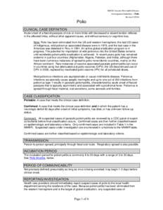 MDCH Vaccine-Preventable Disease Investigation Guidelines – Polio Revised[removed]Polio CLINICAL CASE DEFINITION