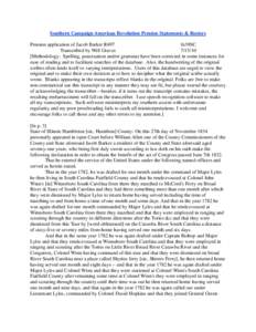 Southern Campaign American Revolution Pension Statements & Rosters Pension application of Jacob Barker R497 fn39SC Transcribed by Will Graves[removed]Methodology: Spelling, punctuation and/or grammar have been corrected