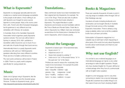 What is Esperanto?  Translations... Books & Magazines