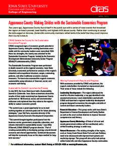 APRIL[removed]Appanoose County Making Strides with the Sustainable Economies Program Two years ago, Appanoose County found itself in the public eye with a series of news events that broadcast the region as Iowa’s poorest