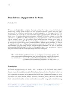 160  Inuit Political Engagement in the Arctic Nadine C. Fabbi  The nation-state has typically been employed as the primary unit for political analysis in conventional international