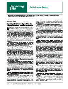 Daily Labor Report  ® Reproduced with permission from Daily Labor Report, 204 DLR A-13, [removed]Copyright 姝 2014 by The Bureau of National Affairs, Inc[removed]http://www.bna.com