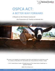 OSPCA ACT:
A BETTER WAY FORWARD