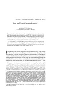 The Journal of Political Philosophy: Volume 5, Number 1, 1997, pp. 1±25  Kant and Stoic Cosmopolitanism*