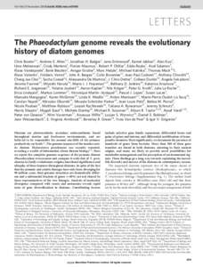 Biological oceanography / Diatoms / Phaeodactylum tricornutum / Thalassiosira pseudonana / Gene / Model organism / Transposable element / Genome / Horizontal gene transfer / Biology / Planktology / Water