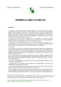 COUNCIL OF BUREAUX  CONSEIL DES BUREAUX INTERNAL REGULATIONS Preamble