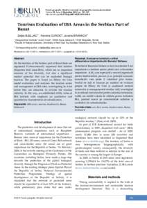 Forum geografic. Studii și cercetări de geografie și protecția mediului Volume XI, Issue 2 December 2012, pphttp://dx.doi.orgfg034.d Tourism Evaluation of IBA Areas in the Serbi