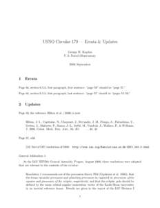 USNO Circular 179 — Errata & Updates George H. Kaplan U.S. Naval Observatory 2006 September  1