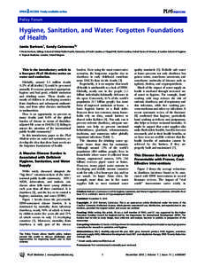 Millennium Development Goals / Public health / Sanitation / WASH / Improved sanitation / Drinking water / Hand washing with soap / Water supply / Sandy Cairncross / Health / Hygiene / Sewerage