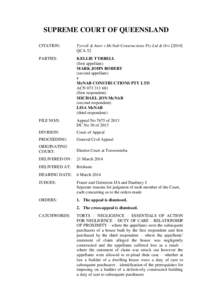 SUPREME COURT OF QUEENSLAND CITATION: Tyrrell & Anor v McNab Constructions Pty Ltd & OrsQCA 52