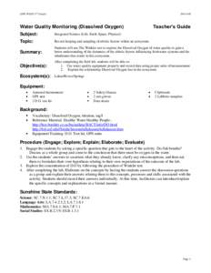 LIFE-WSSP (7th Grade[removed]Water Quality Monitoring (Dissolved Oxygen)