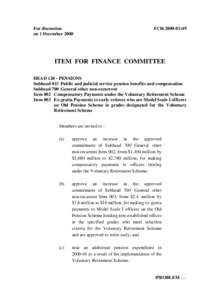 For discussion on 1 December 2000 FCR[removed]ITEM FOR FINANCE COMMITTEE