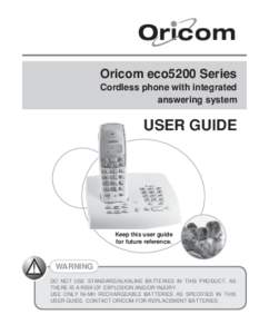 Oricom eco5200 Series Cordless phone with integrated answering system USER GUIDE