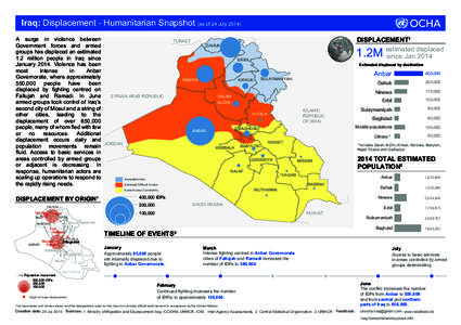 Iraq: Displacement - Humanitarian Snapshot (as of 24 July[removed]A surge in violence between Government forces and armed groups has displaced an estimated 1.2 million people in Iraq since January[removed]Violence has been