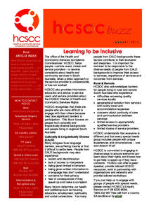 hcsccbuzz J A N U A R Y Buzz ARTICLE INDEX New HCSCC resources...p2