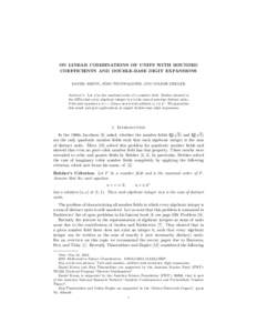 ON LINEAR COMBINATIONS OF UNITS WITH BOUNDED COEFFICIENTS AND DOUBLE-BASE DIGIT EXPANSIONS ¨ DANIEL KRENN, JORG THUSWALDNER, AND VOLKER ZIEGLER