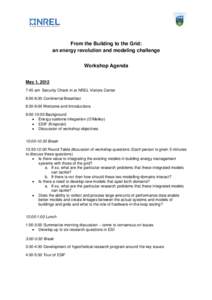 From the Building to the Grid: an Energy Revolution and Modeling Challenge Workshop Part 1