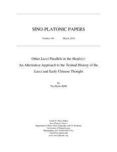 SINO-PLATONIC PAPERS Number 199 March, 2010  Other Laozi Parallels in the Hanfeizi: