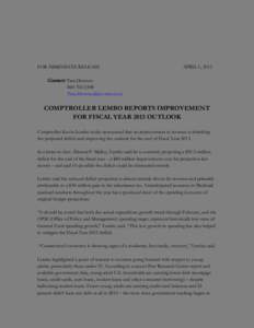 NetlJJjwn:  COMPTROLLER KEVIN LEMBO FOR IMMEDIATE RELEASE  APRIL 1, 2013