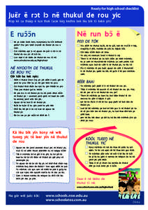 Ready for high school checklist  Juɛ̈r ë rɔt lɔ në thukul de rou yic Riɔp kë ca thääp ë luɔi thok (acie käŋ kedhiɛ kek lëu bïk tɔ̈ kekë yïn)