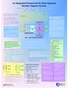 An Integrated Framework for Heterogeneous Decision Support Systems Presented by Helen S. Du, Supervised by Dr. Xiaohua Jia Computer Science Department We present a framework that integrates XML and JavaTMRMI technologies