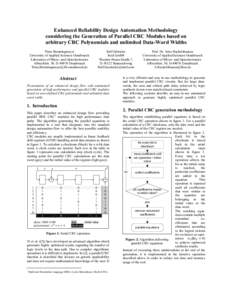 Enhanced Reliability Design Automation Methodology considering the Generation of Parallel CRC Modules based on arbitrary CRC Polynomials and unlimited Data-Word Widths Timo Brenningmeyer University of Applied Sciences Os