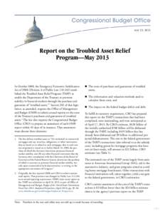Report on the Troubled Asset Relief Program—May 2013