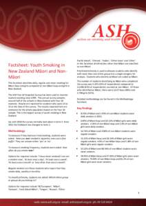 Factsheet: Youth Smoking in New Zealand Māori and NonMāori This factsheet describes daily, regular and never smoking for Māori boys and girls compared to non-Māori boys and girls in New Zealand. The ASH Year 10 Snaps