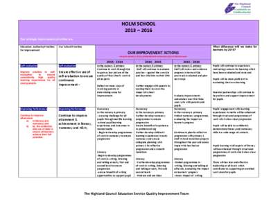 HOLM SCHOOL 2013 – 2016 Our strategic improvement priorities are: