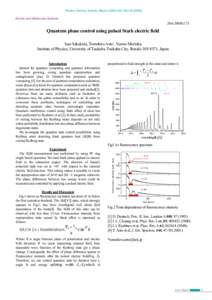 Photon Factory Activity Report 2004 #22 Part BAtomic and Molecular Science 20A/2003G173  Quantum phase control using pulsed Stark electric field