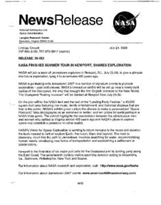 NewsRelease National Aeronautics and Space Administration Langley Research Center Hampton, Virginia[removed]