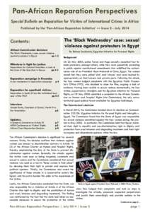 Pan-African Reparation Perspectives Special Bulletin on Reparation for Victims of International Crimes in Africa Published by the ’Pan-African Reparation Initiative’ — Issue 2 - July 2014 The ‘Black Wednesday’ 