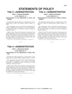 5747  STATEMENTS OF POLICY Title 4—ADMINISTRATION  Title 4—ADMINISTRATION