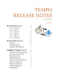 TEMPO RELEASE NOTES v0.1.9 (BETA[removed]Recent Fixes (v0.1.9)
