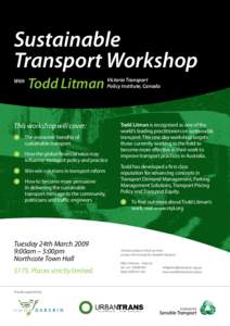 Sustainable Transport Workshop With Todd Litman