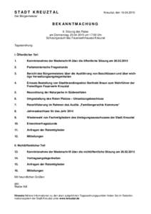 STADT KREUZTAL  Kreuztal, denDer Bürgermeister